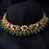 Nazm silver Polki Necklace